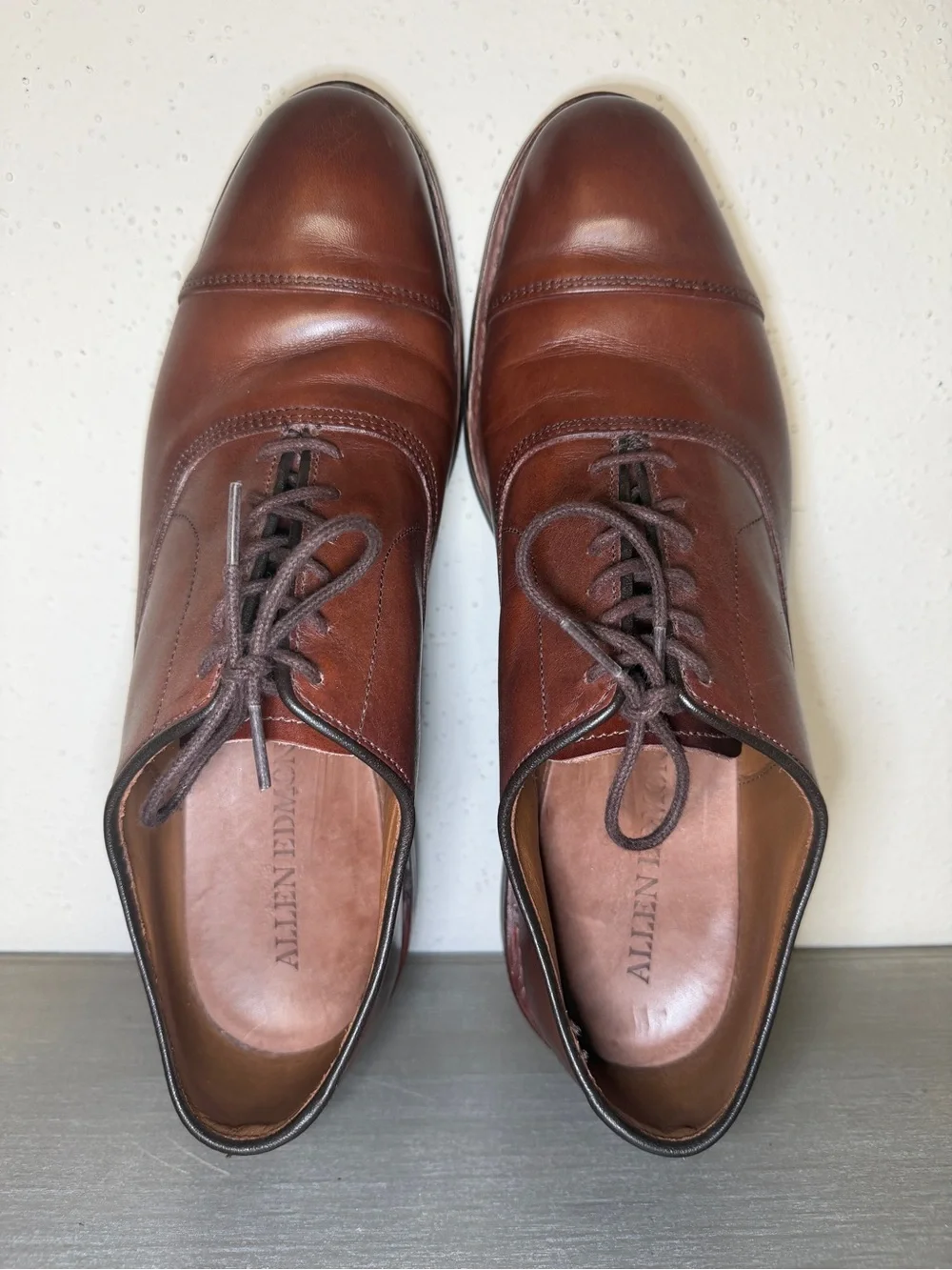 Allen Edmonds Park Avenue 10 D Brown Leather Cap Toe Oxfords Dainite Sole Shoes